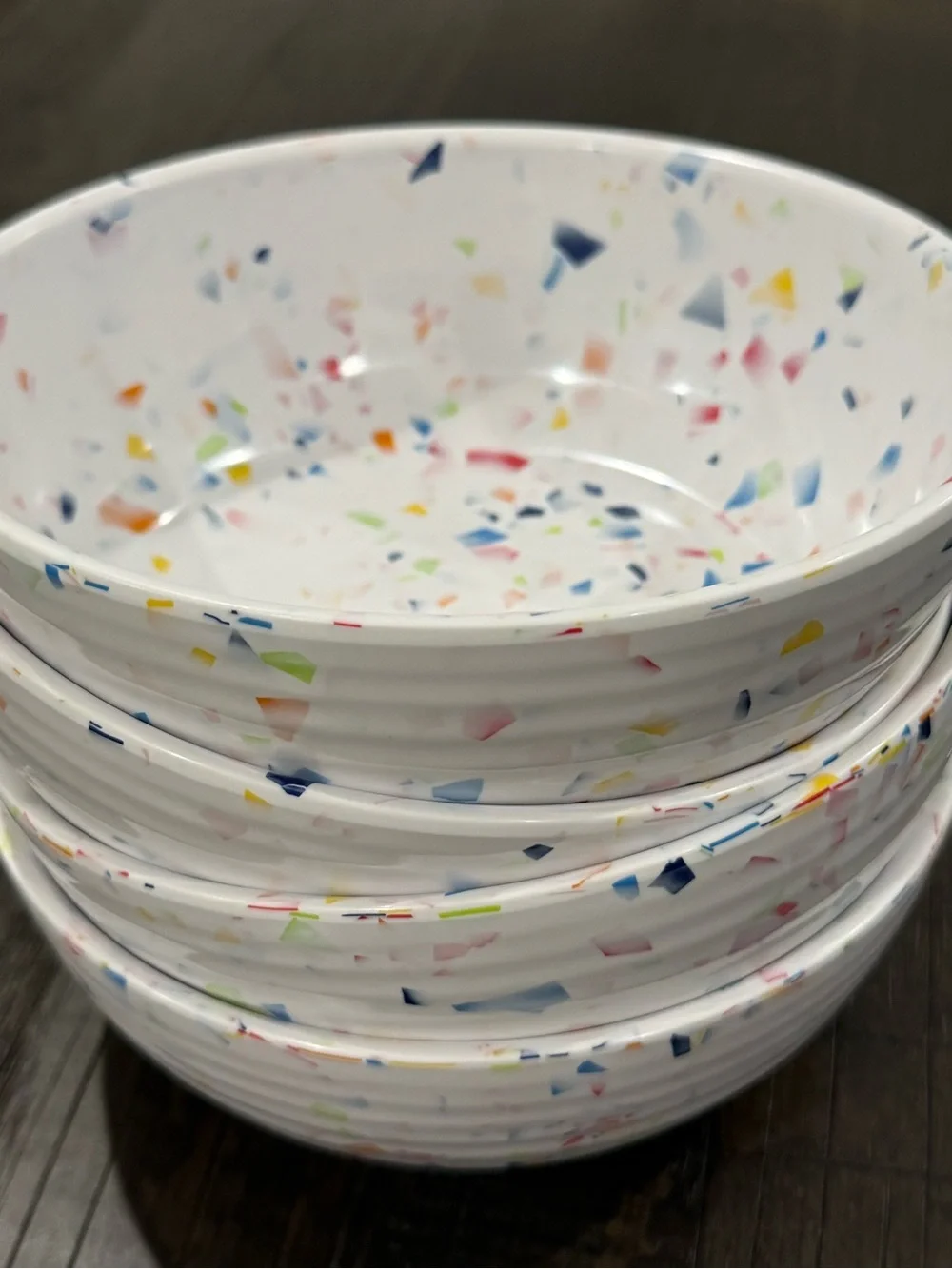 Nautica Set of 4 Home White Confetti Colorful Pattern Melamine Bowls New